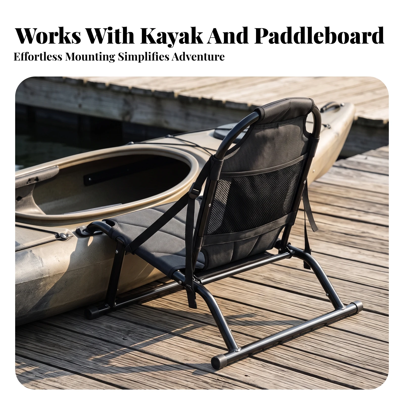 Kayak Seat with Mesh Pocket Folding Kayak Seat with Backrest Ergonomic Supportive for Kayakers