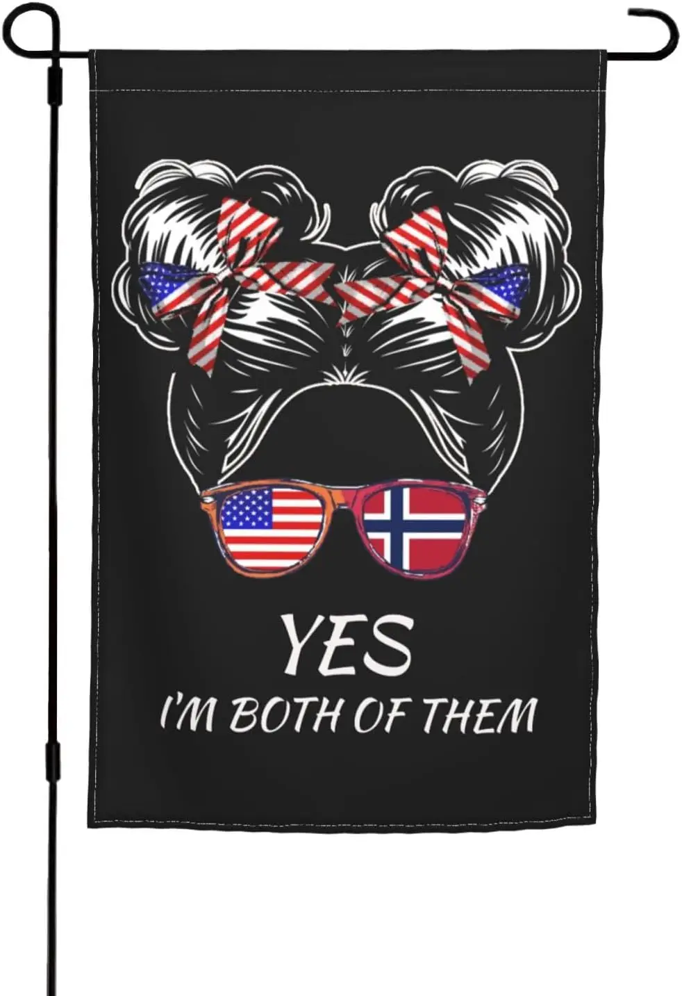 Norwegian American Half Flag Girl USA Norway Bright & Bold 12x18 Inch Double Sided Garden Flag, Ideal for Your Yard &amp ZZM