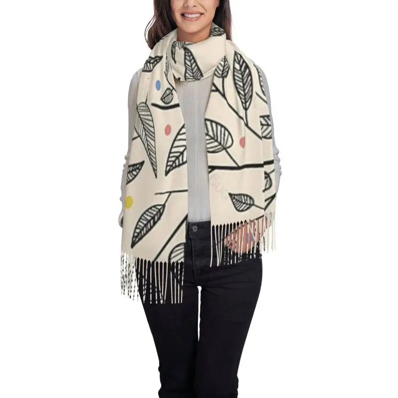 Cartoon leaves printing new Wraps model Scarf Cashmere Woman Wool Ladies Scarf Warm Scarf Women's Winter Scarves Autumn