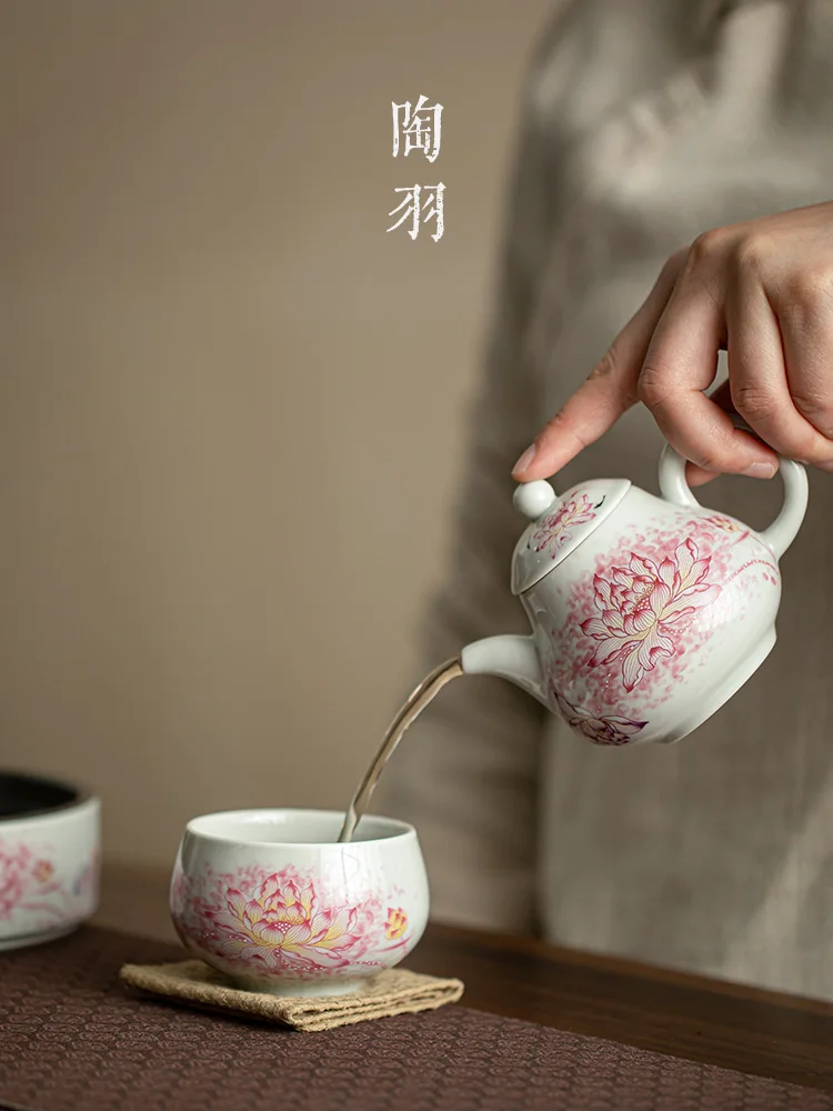 Antique Clay Red Lotus Master Single Personal CeramiC Cup, Kung Fu Set, HigH-end Tea Cup