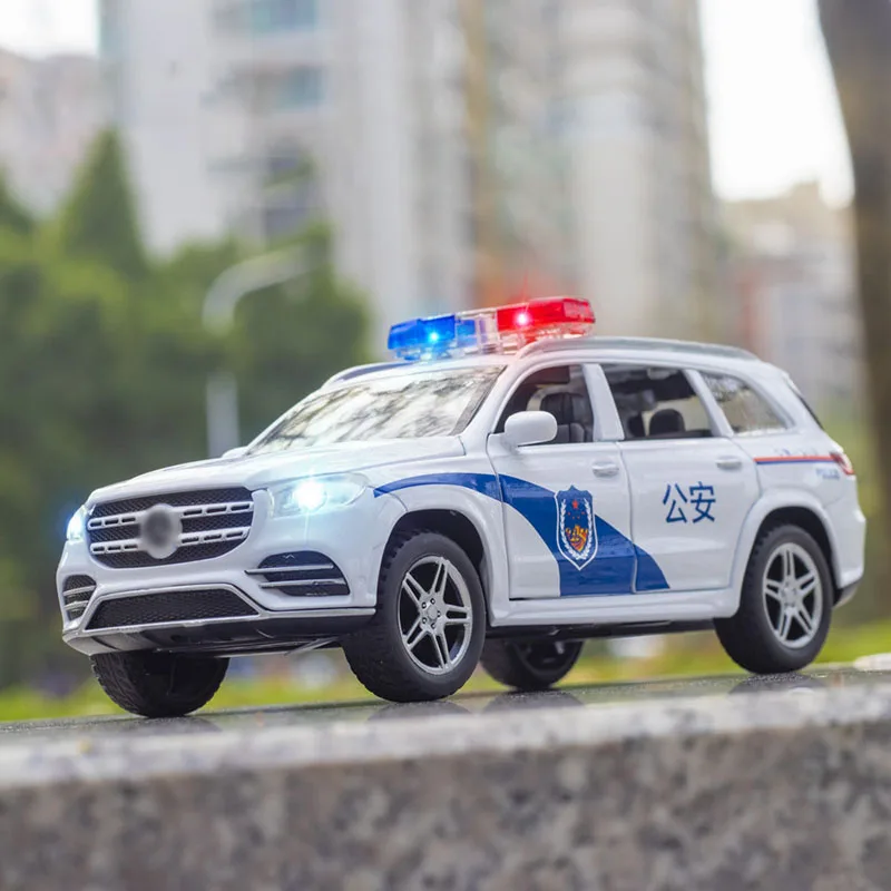 

1:32 Alloy GLS580 SUV Police Model Toy Car Simulation Sound Light Pull Back Off Road Die Cast Toys Vehicle For Kids A79