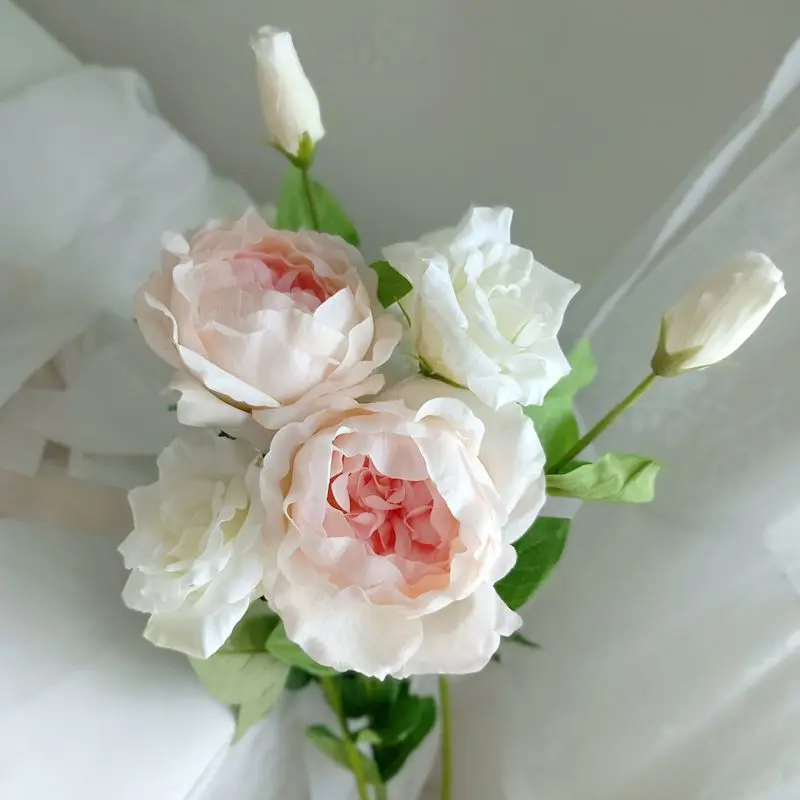 보습 모란 장미 리얼 터치 인공 모란 꽃, 홈 거실 장식, 웨딩 파티 테이블 꽃꽂이, 신제품