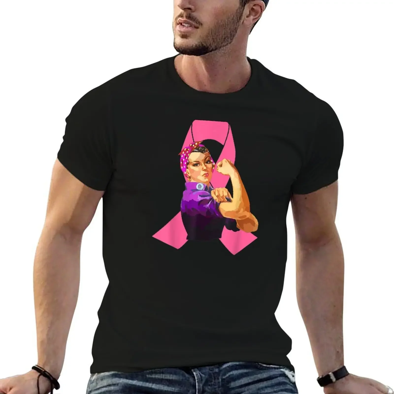 Awesome Rosie The Riveter We Can Do It Breast Cancer T-Shirt vintage anime shirt cute clothes tees heavyweight t shirts for men