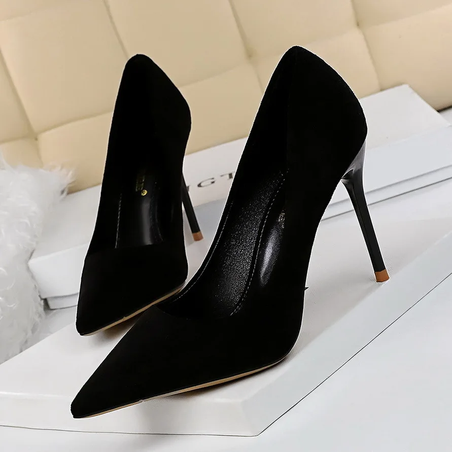 

New Korean Edition Fashion Simple Suede Shallow Mouth Pointed High Heel Women's Sexy Slim Single Shoes Women Pumps туфли женские