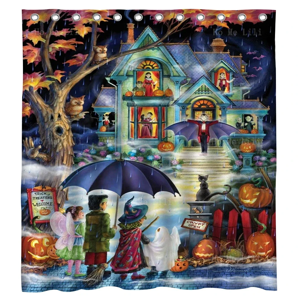 Vermont Christmas Company Fright Night Halloween Shower Curtain For Bathroom Decor