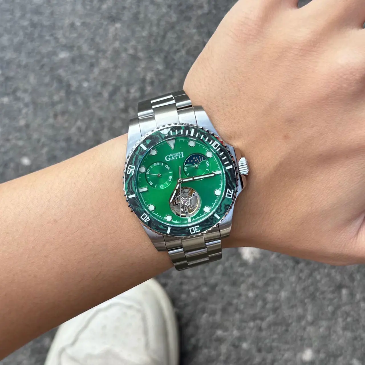 

BONEST GATTI Men Automatic Watch 43mm Top Luxury Brand Mechanical Wristwatch 100M Waterproof Sapphire Luminous Tourbillon Watch