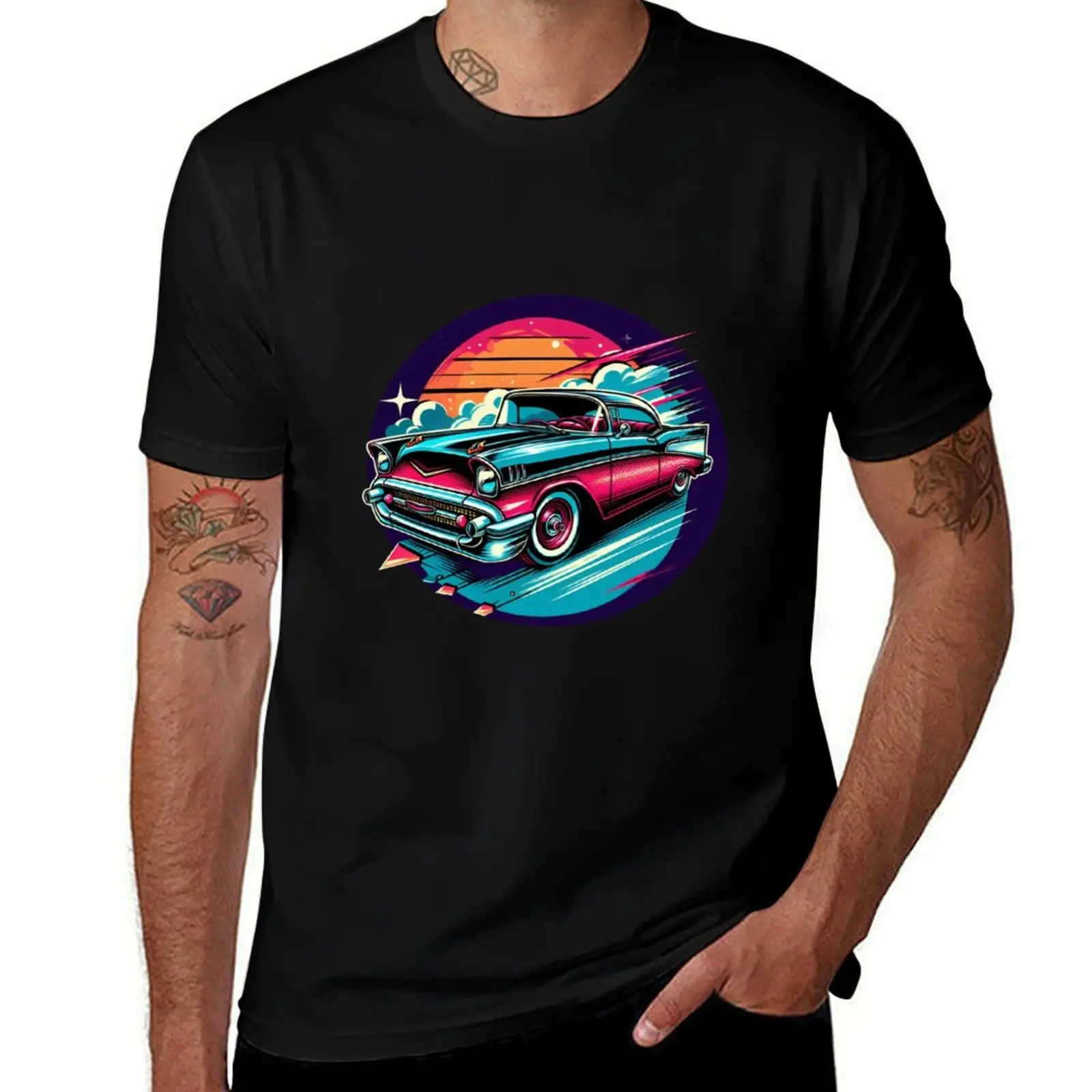 

Футболка Synthwave Classic Car, футболки большого размера, футболки, персонализированная одежда для мужчин