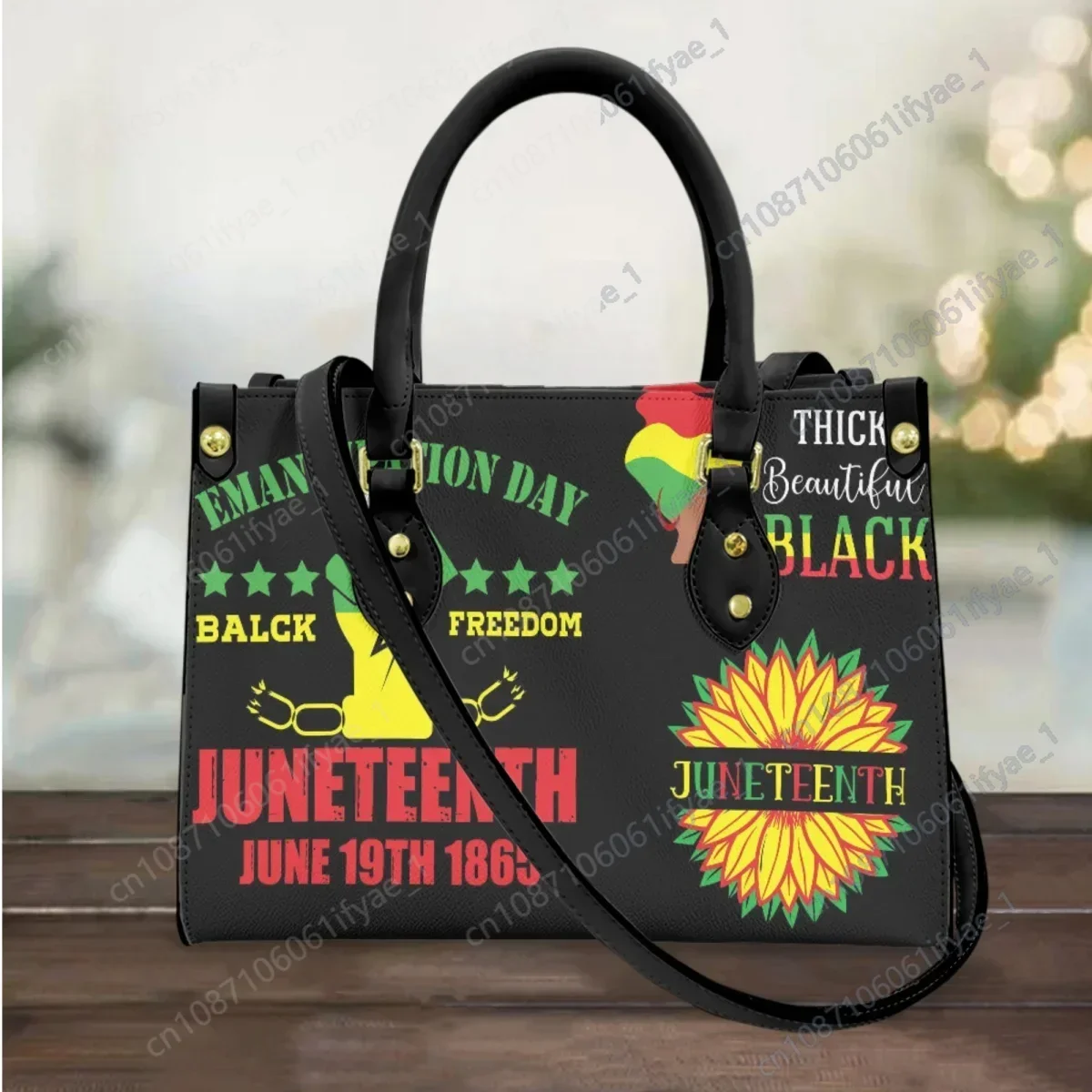 

Top Handle Small Messenger Bag Portable Travel Girls Totes Coin Purse Black History Month Juneteenth 1865 Luxury Handbags Gift