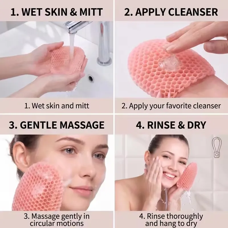 New Honeycomb TPU Exfoliating Shower Glove - Quick-Drying Body Scrubber Sponge for Bathroom