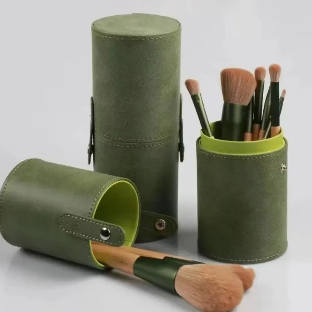 

PU Leather Makeup Brush Bucket Dust-Proof Waterproof Empty Cosmetic Brushes Pen Holder Portable Makeup Brush Organizer