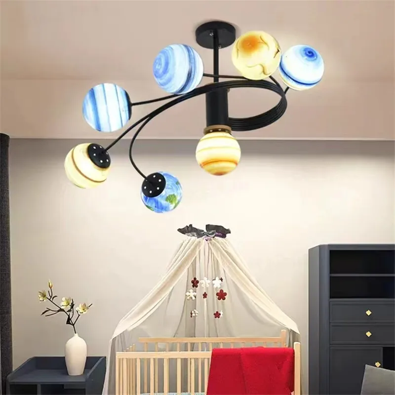 Scandinavian ceiling light LED Hand Drawn Planet light Bedroom Restaurant living room kitchen kids room decoration light