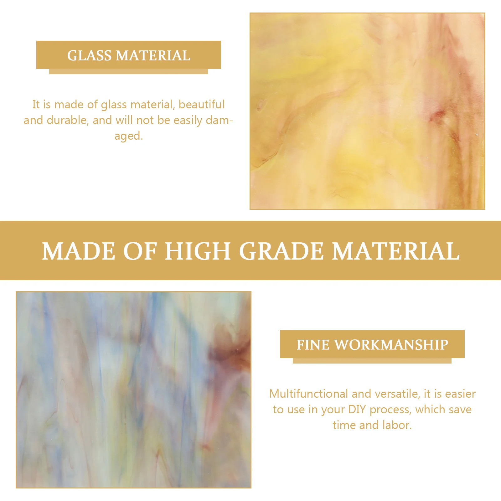 

2Pcs Stained Glass Sheets Creative Mosaic Tiles for DIY Craft Supplies Durable Glass Decorative Tiles for Home Garden Wall