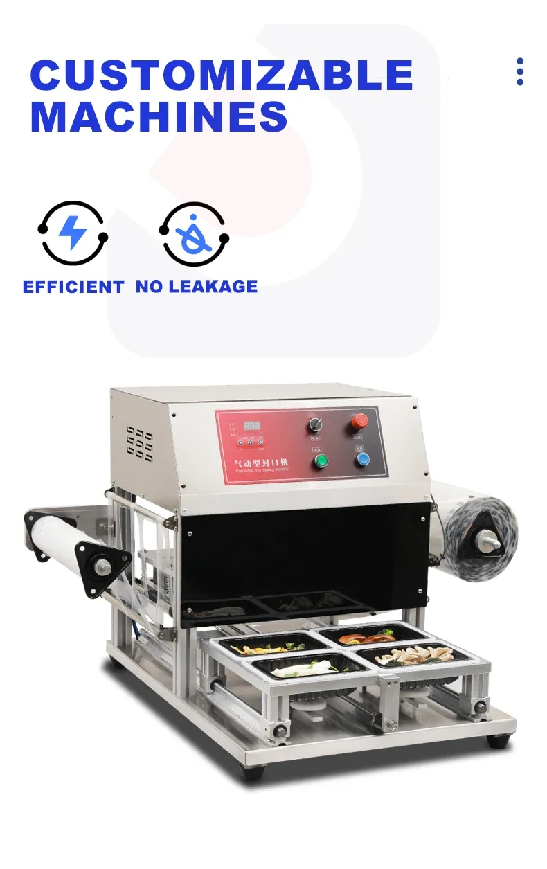 Tabletop Power Pneumatic Drive Food Containers Tray Fresh Sealing Equipment Fruit and Vegetable Container Sealing Machine Sealer