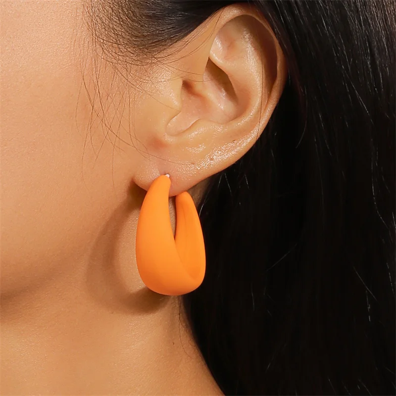 Aihua koreanische bunte Acryl klobige runde Creolen für Frauen einfache geometrische Harz Ohrringe Aussage Schmuck Geschenke – Detail 19