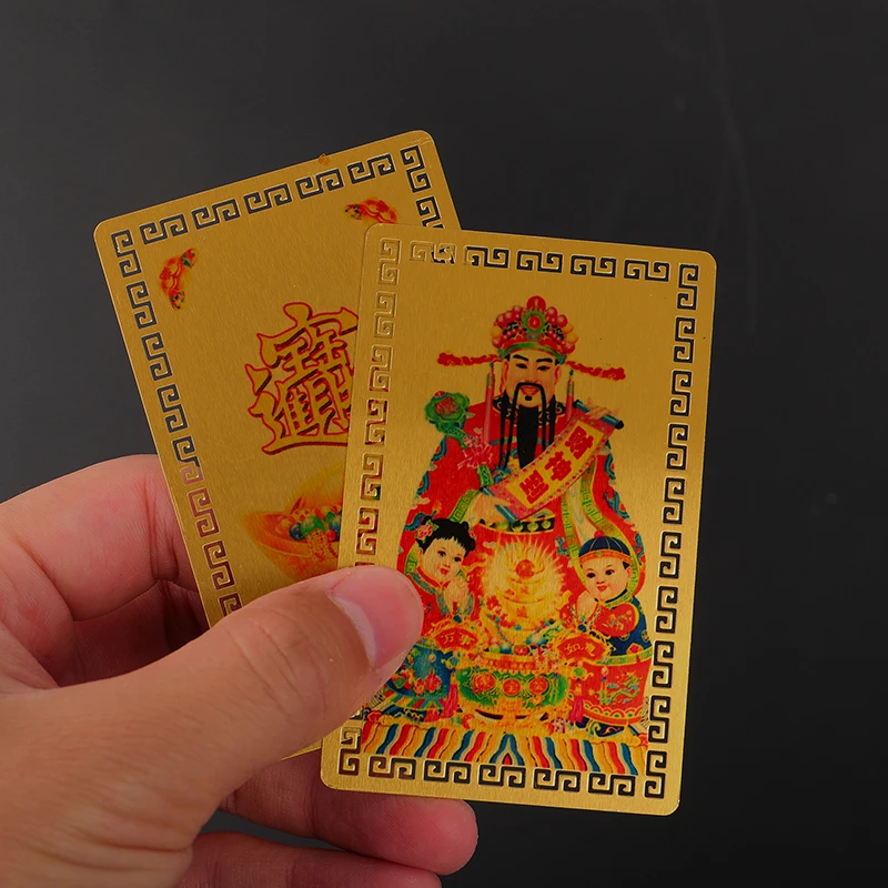 إله ثروة البوذية الصيني شوي النحاسي بطاقة تميمة للأعمال التجارية ، كنز الحظ الخماسي الاتجاه ، ديكور المنزل المحظوظ