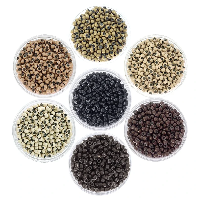 500Pcs 3mm Silicone Lined Copper Nano Micro Rings Beads for I‑tip Stick Tip Hair Extensions Salon DIY Hair Extension Accessories