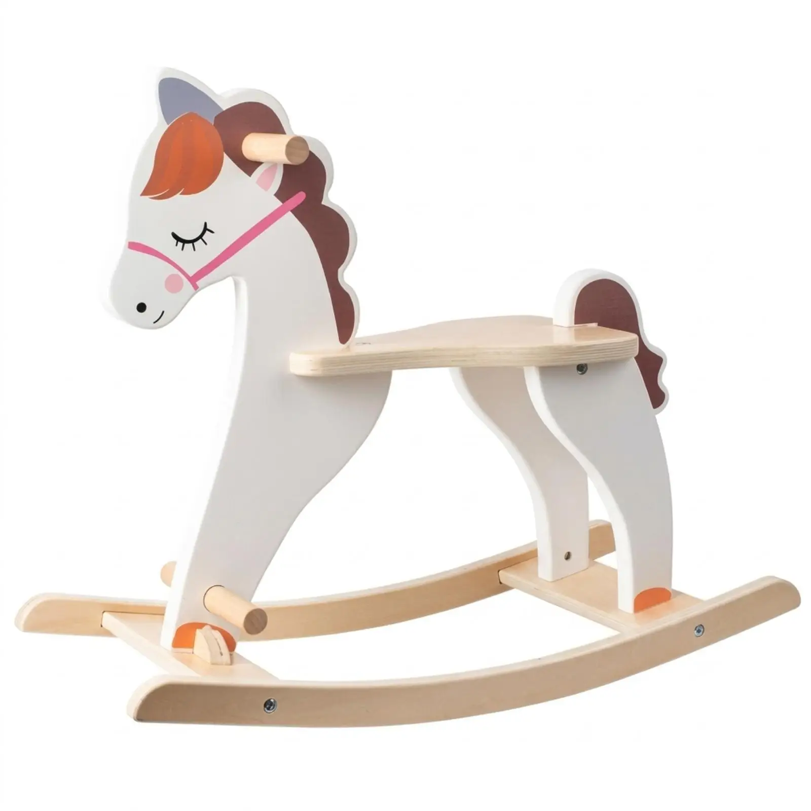 Wooden Children Rocking Horse Classic White Ride on Toy for Toddlers Balance Training Nursery Decor Birthday Gift
