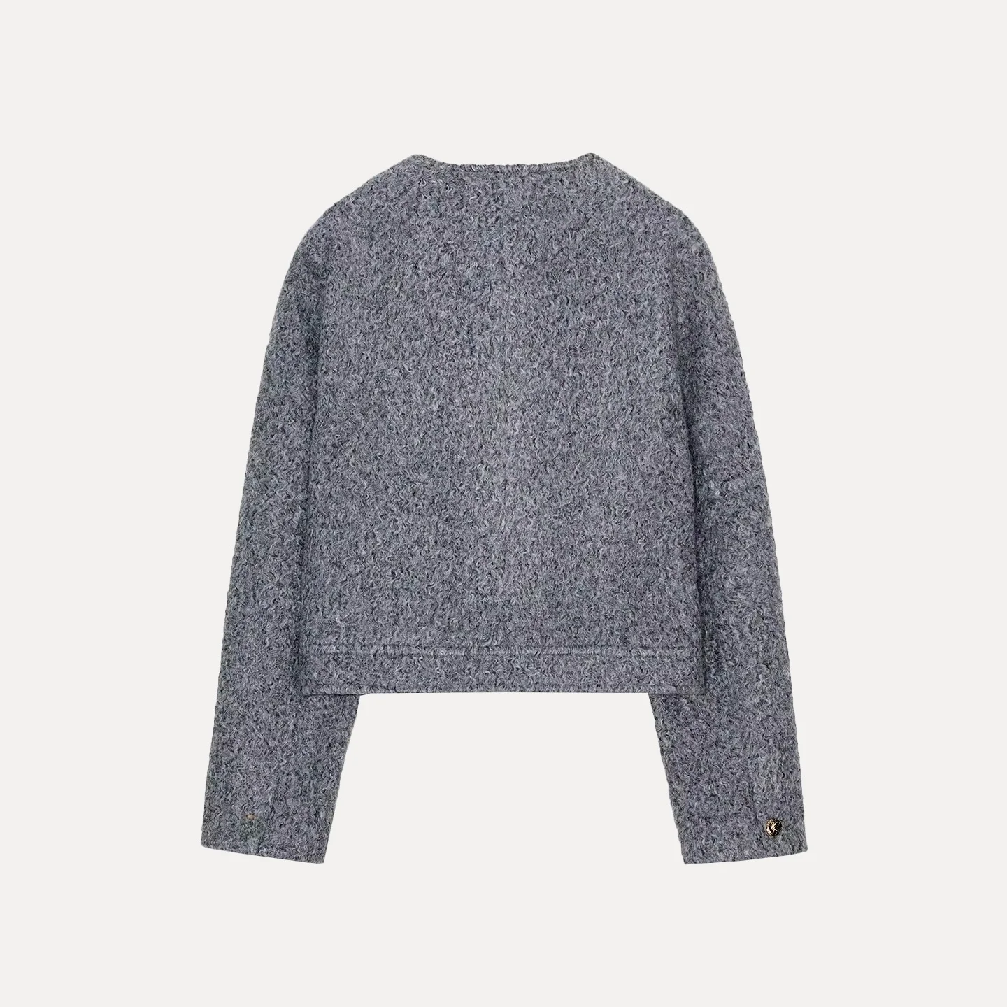 Ele Autumn 2025 Women's Faion Outerwear Gold Button Decorated Tweed Jaet Stand Fit ort Sve Long Coat Z