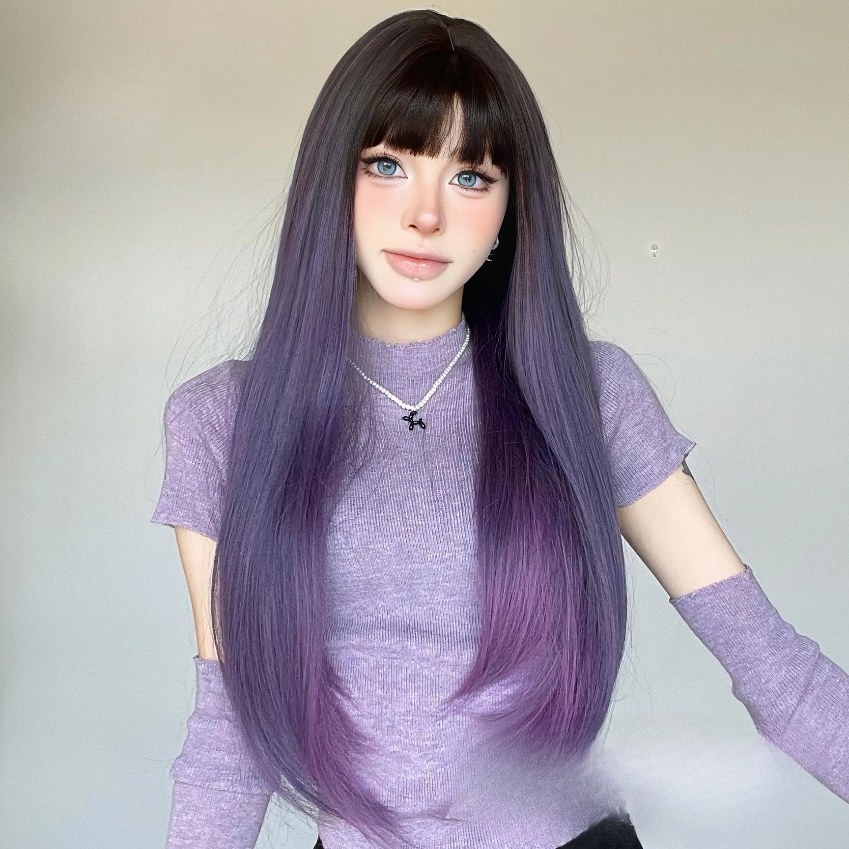 شعر مستعار نسائي طويل، تغيير تدريجي، غطاء كامل، تشذيب الوجه اليومي، تغيير تدريجي، شعر طويل مجعد