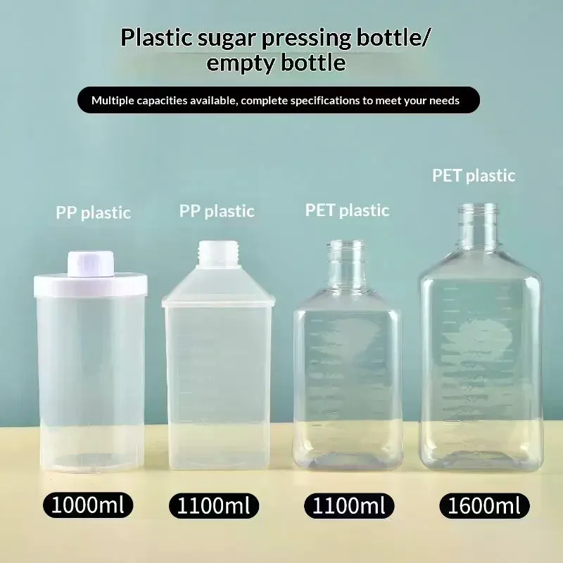 Syrup Dispenser For Coffee Bar Plastic Syrup Empty Bottles Dispenser Bottle With Lid Kitchen Container Multi-Function