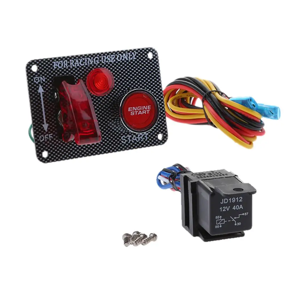 MagiDeal-Racing Car Painel Interruptor De Ignição, LED Botão Start Motor, 3 em 1