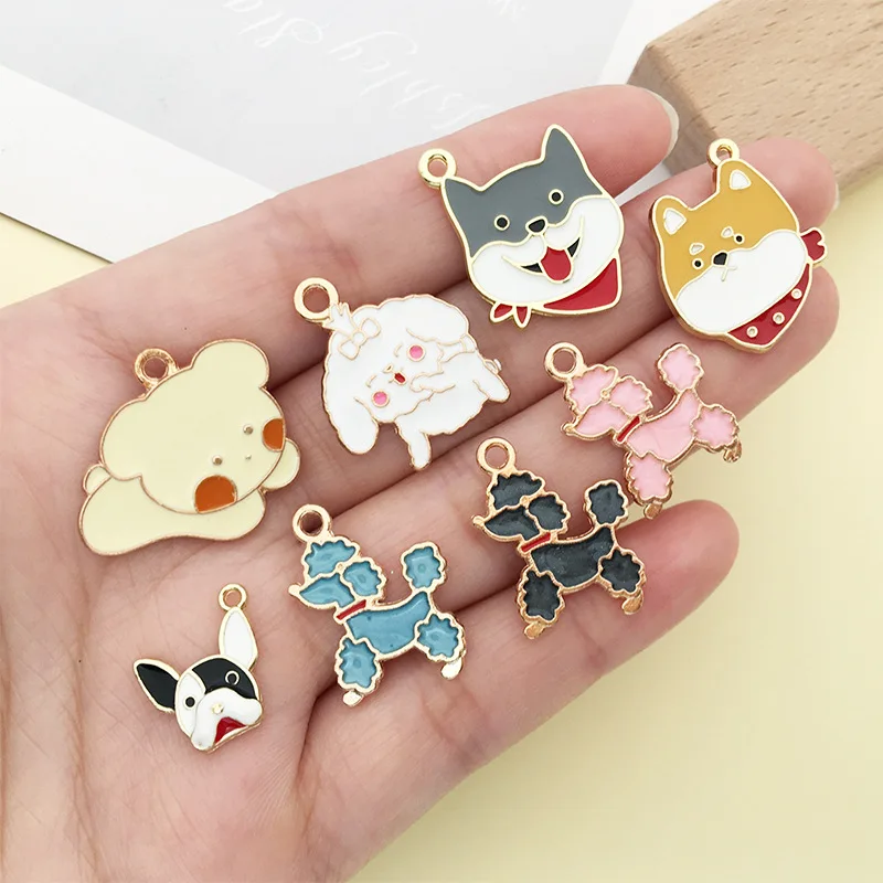 Kpop Lovely Dog KC Alloy Enamel Charm For Jewelry Making DIY Accessories Supplies Necklace Bracelet Bangle Pendant Wholesale