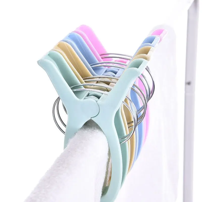 4pcs Quilt Clothes Clips Practical Large Beach Towel Clips Plastic Quilt Pegs for Laundry Lounger Underwear Organization