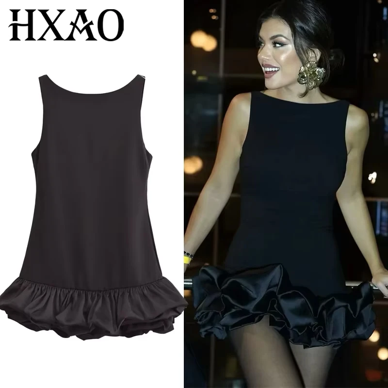 HXAO, vestidos para mujer, vestidos negros sin mangas, minivestido blanco con volantes para mujer, vestidos cortos sexis con espalda descubierta, vestido rojo ajustado para mujer