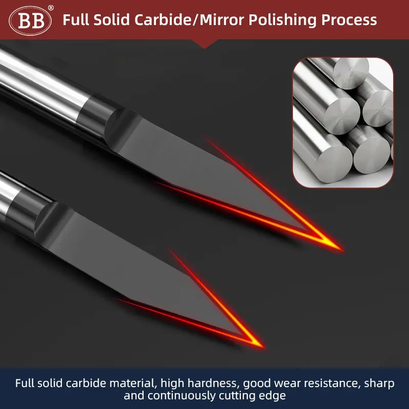 Bb Carbide Gravure Bits Gecoate Grafische Woord Carving Router Frees Cnc Voor Metaal Staal Hout Acryl Kunststof 3.175 4 6Mm