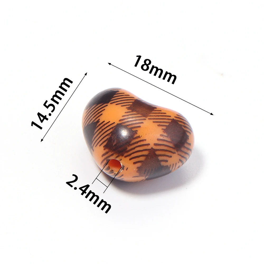 10-20pcs Plaid Heart Acrylic Beads Mixed Color Checkered Design Loose Beads For DIY Jewelry Making Bracelet Necklace Accessories