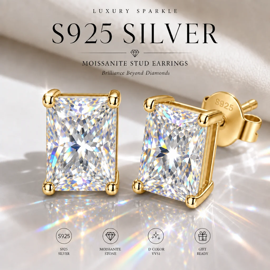 S925 Sterling Silber Strahlende Form 3EX Schliff Zertifizierter 2,0ct Moissanit Damen-Ohrringe Party-Schmuck Geschenke Mit GRA-Zertifikat – Detail 11