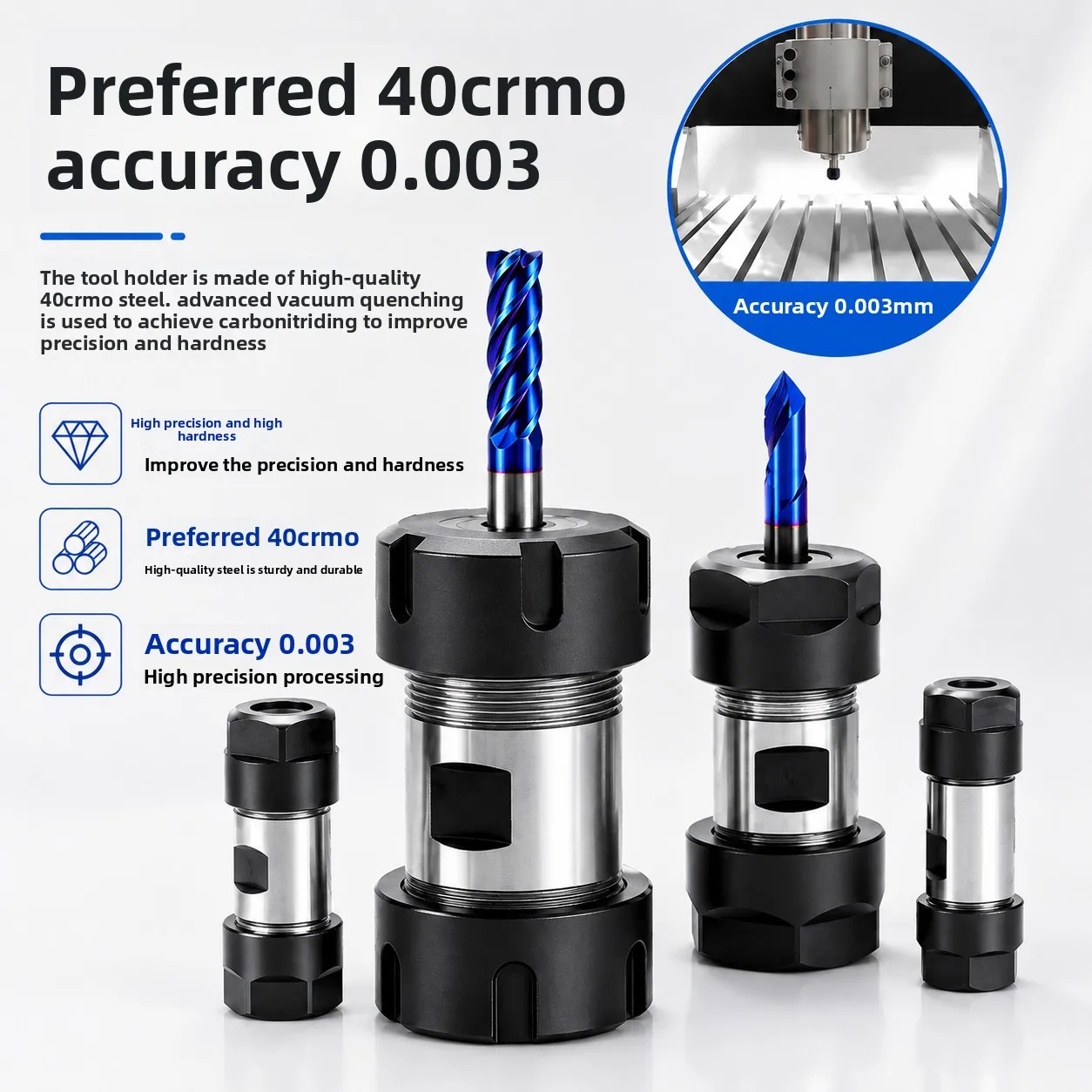 Engraving machine double head ER tool holder extension rod high precision er11 8 16 20 25 32 motor shaft clip tool sleeve