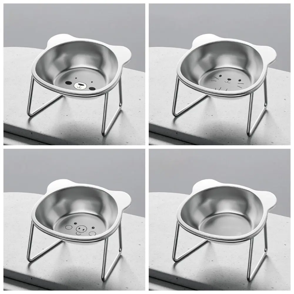 

15 Degree Inclined Stainless Steel Cat Bowl Neck Protection Detachable Dog Food Bowls Stable Anti-flip Elevated Cat Water Bowl