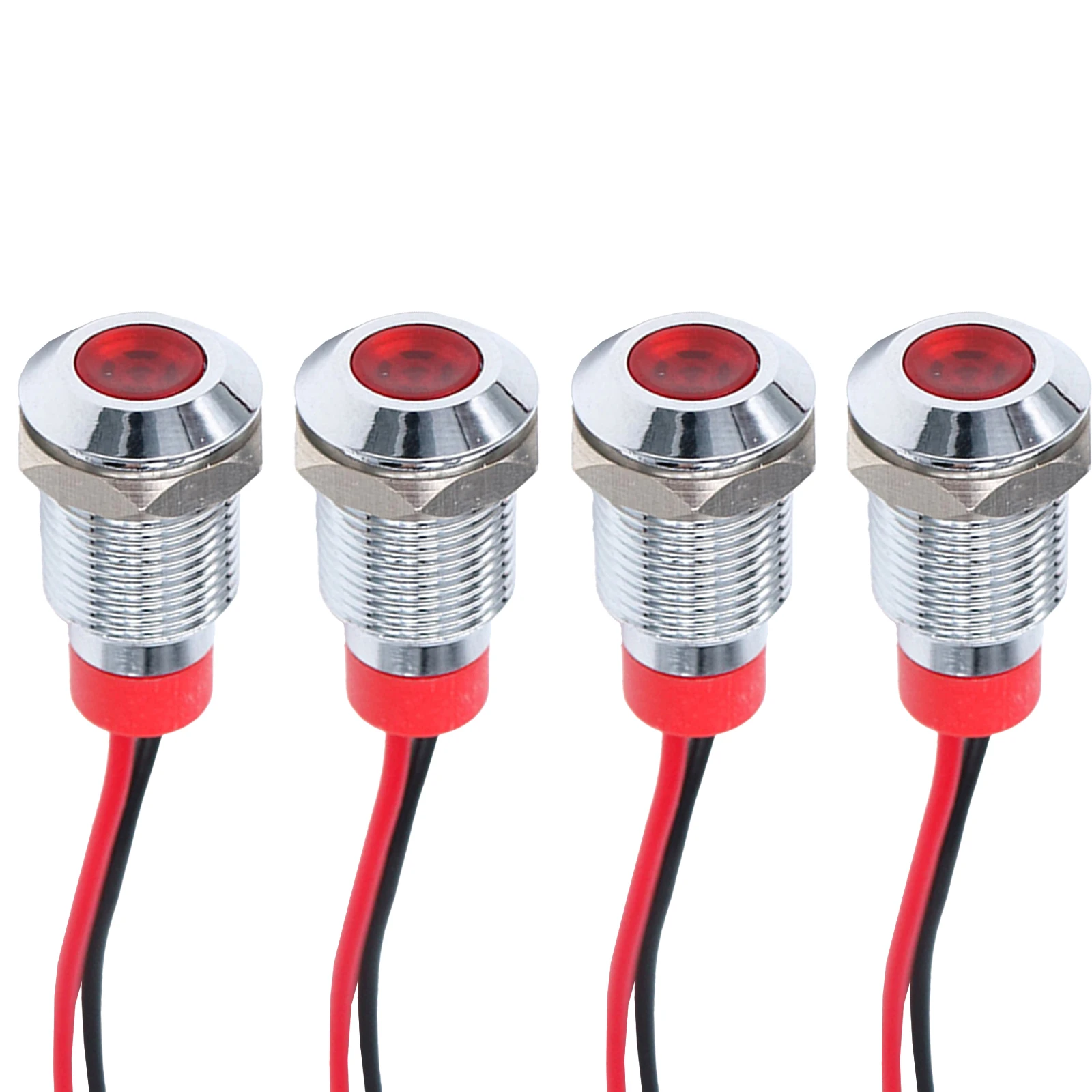 4Pcs 10mm LED Indicator Light AC/DC 12-24V Waterproof Signal Light Metal Panel Light 40000H LED Indicators Panel Indicators Lamp