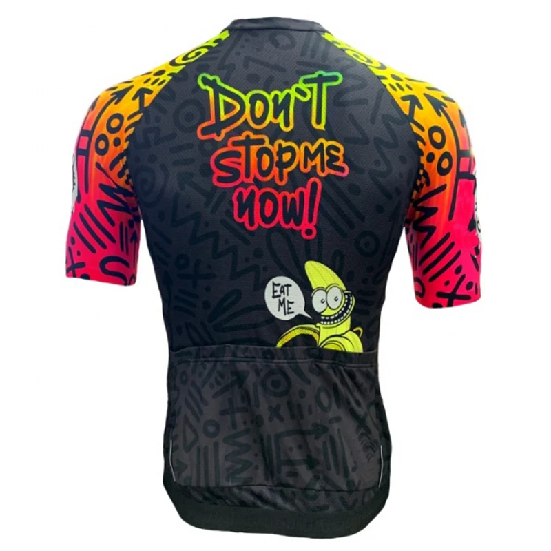 New Men\'s DON\'T STOP NOW Cycling Jersey Kit Banana Bike Shirt Riding Sets Clothing Wear Black Bib Shorts Lycra