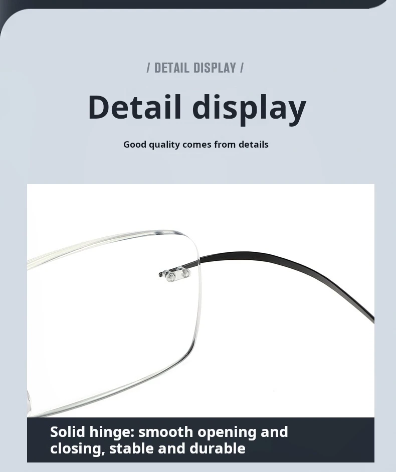 Neue Titan-Lesebrille für Männer und Frauen Klassische Rahmenlose Gleitsichtbrille Ultraleichte Anti-Blaulicht Weitsichtbrille – Detail 10