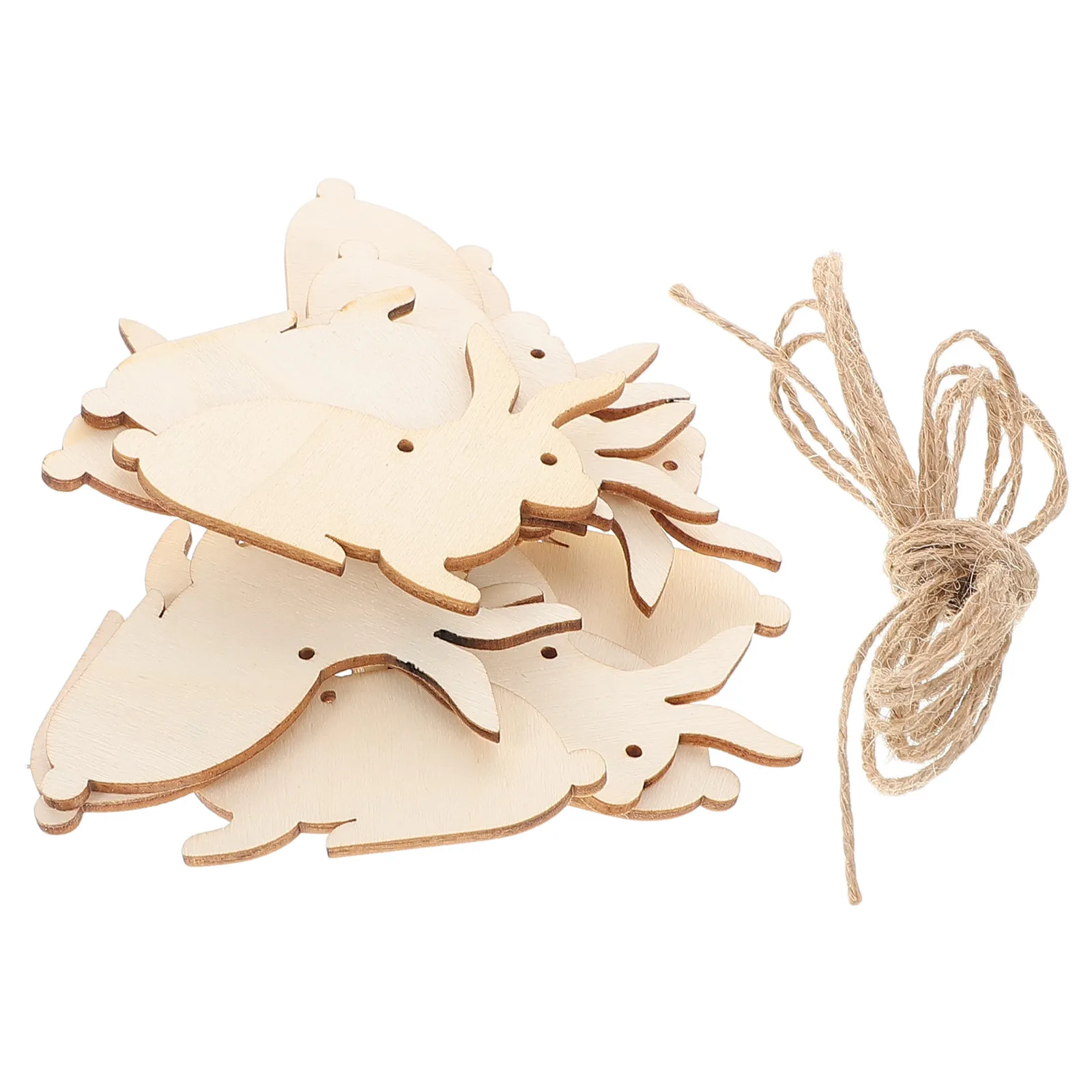 

40 шт. деревянных пасхальных кроликов-украшений, неокрашенные заготовки для вырезания, для самостоятельного декора, подвесные украшения, материалы для пасхального декора и поделок