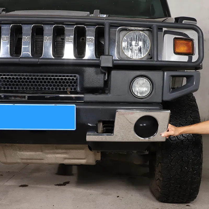 For Hummer H2 2003-2009 ABS Silver Car Front fog lights cover lower bumper trim Stickers Car Accessories