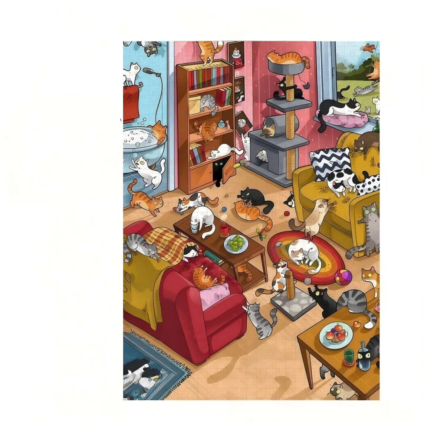 Board Game Quilt - จิ๊กซอว์สำหรับผู้ใหญ่, ห้องแมวแสนสนุก, ร้านขายผ้าห่ม, ร้านขายของเล่นวินเทจ, ฉากหมู่บ้านฤดูใบไม้ผลิ, ของตกแต่งบ้าน,