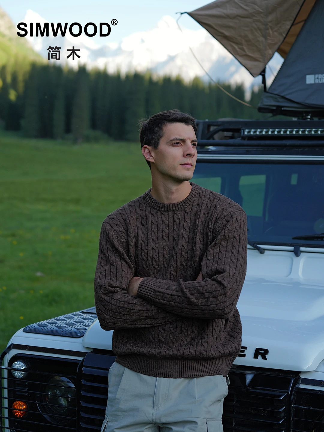 SIMWOOD 2025 Otoño Invierno nuevo de gran tamaño 5 calibre de gran tamaño Cable suéteres de punto hombres de manga larga de punto Casual jerseys cálidos