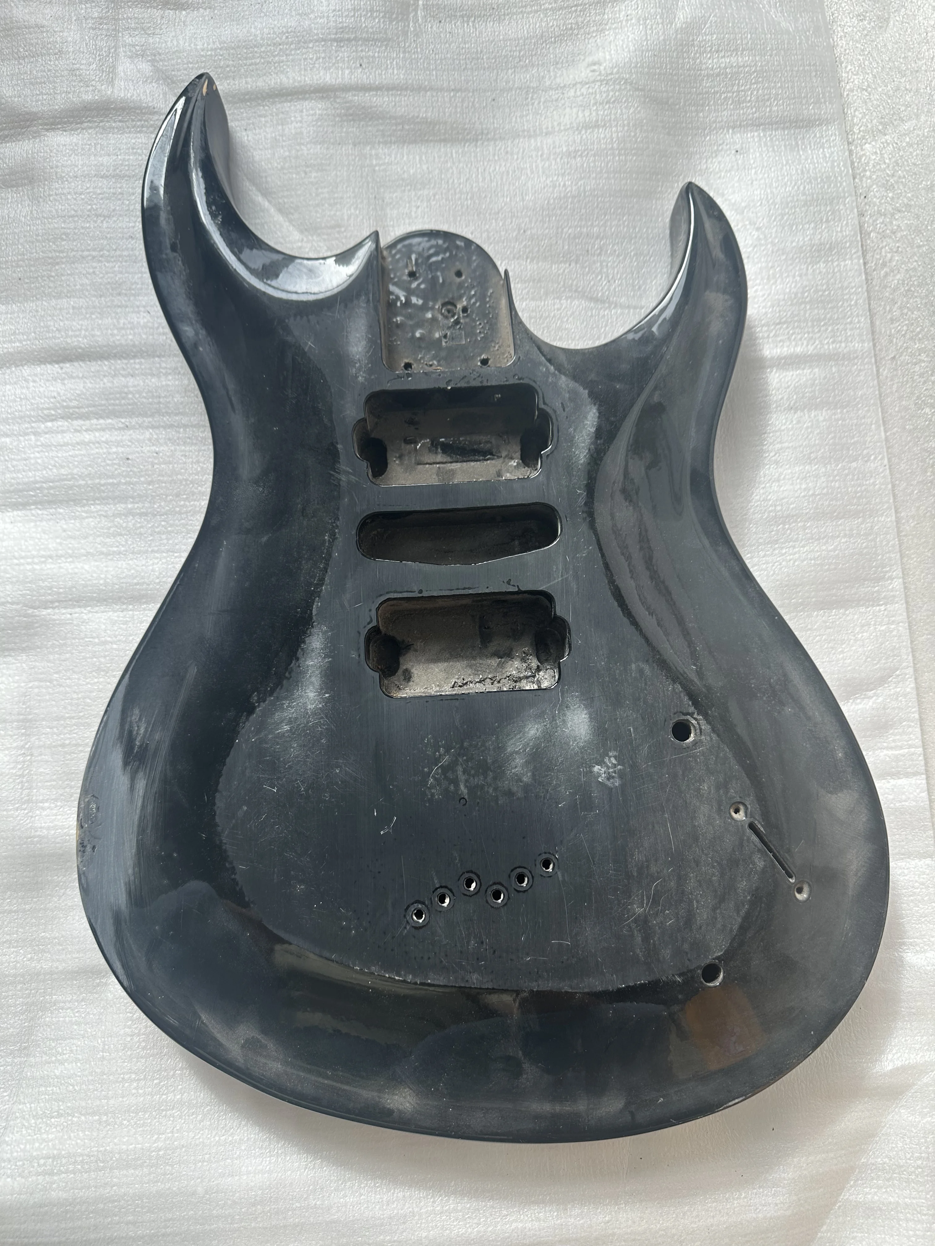 Stock Defective Original Electric Guitar Body,Black Finished,HSH Pickups,Special Shape,DIY Parts with Back Plate,Right Hand