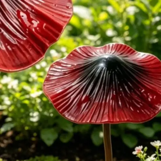 Colorful Rustic Iron Mushroom Garden Stakes Set- Waterproof Outdoor Yard Decor For Lawn Flower Bed