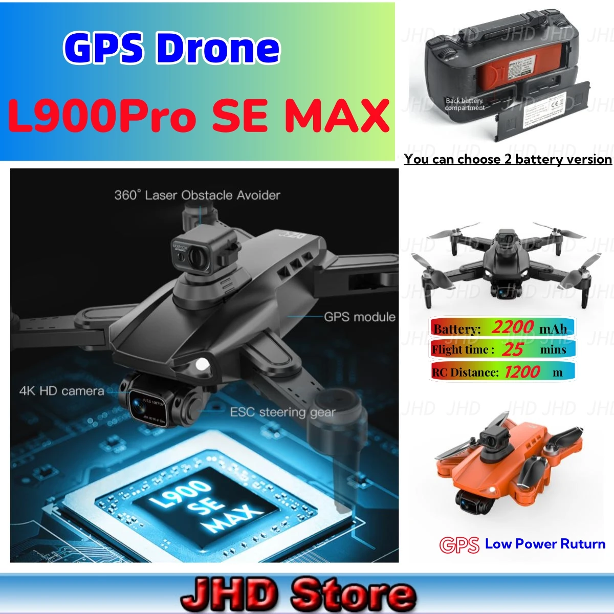 JHD LYZRC L900 PRO SE GPS Drone 4K Professional HD Dual Camera Dron Brushless Motor 5G WIFI FPV Foldable L900 SE MAX  Helicopter