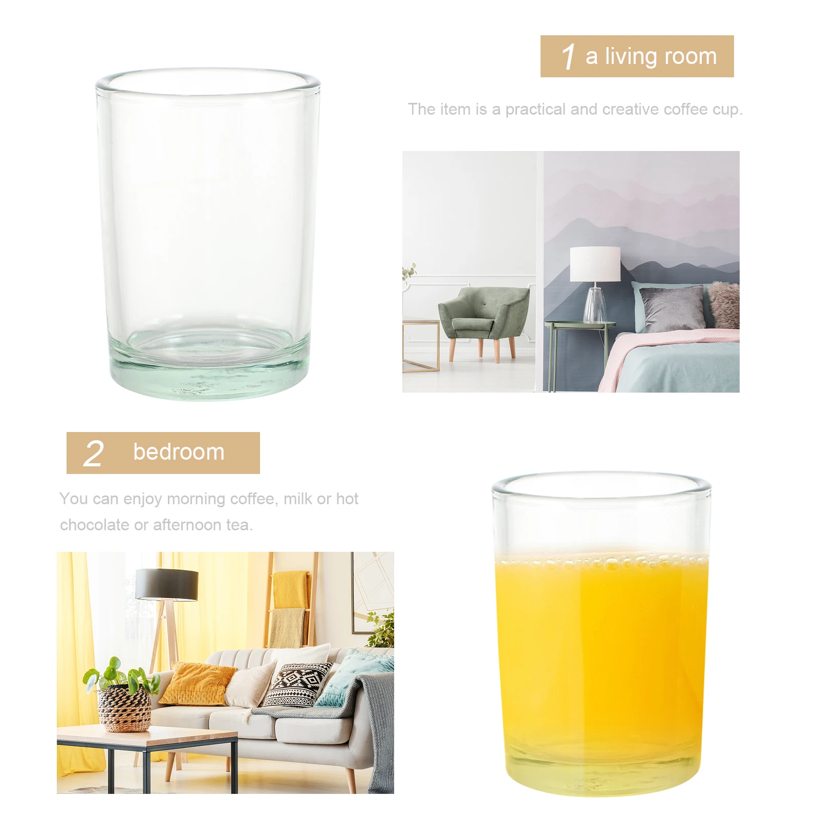 

6Pcs Tempered Glass Drink Cups Transparent Multipurpose Milk Juice Water Glasses Perfect for Home Bar Hotel Milk Glass Cups