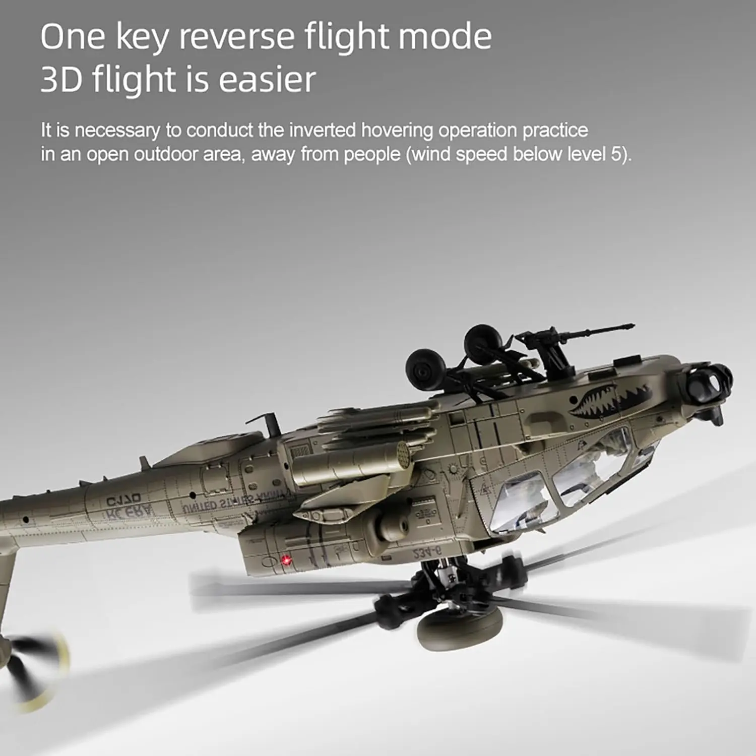 310MM 6CH C170 AH-64D Remote Control Helicopter Aircraft for Adults Expert 1/48 RC Heli Maintain Altitude Brushless Motor / Opti