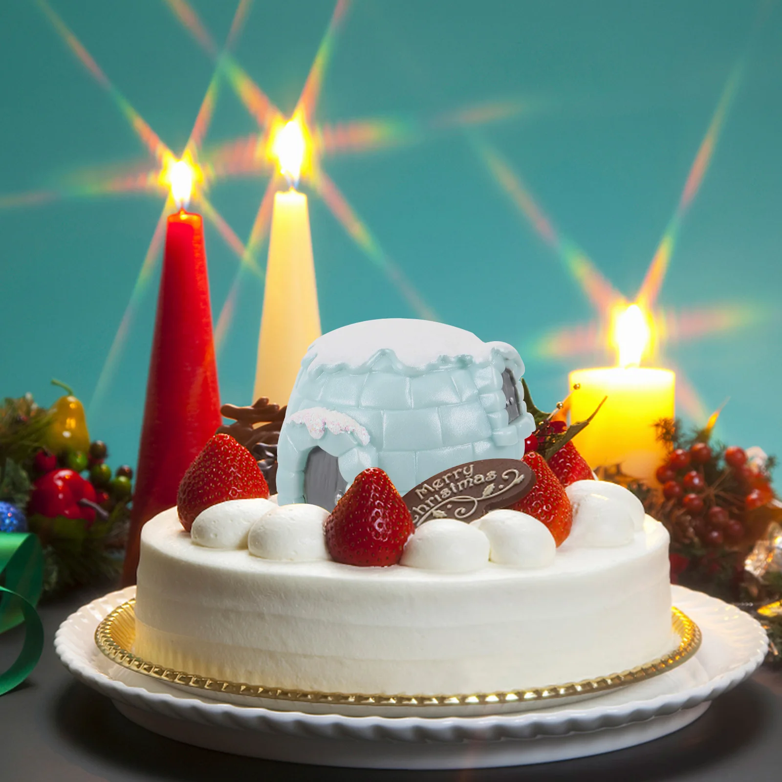 

Igloo naments Ice House Models Kids Decorations Plastic Figures Christmas Snow Theme LED Light Operated White Glowing