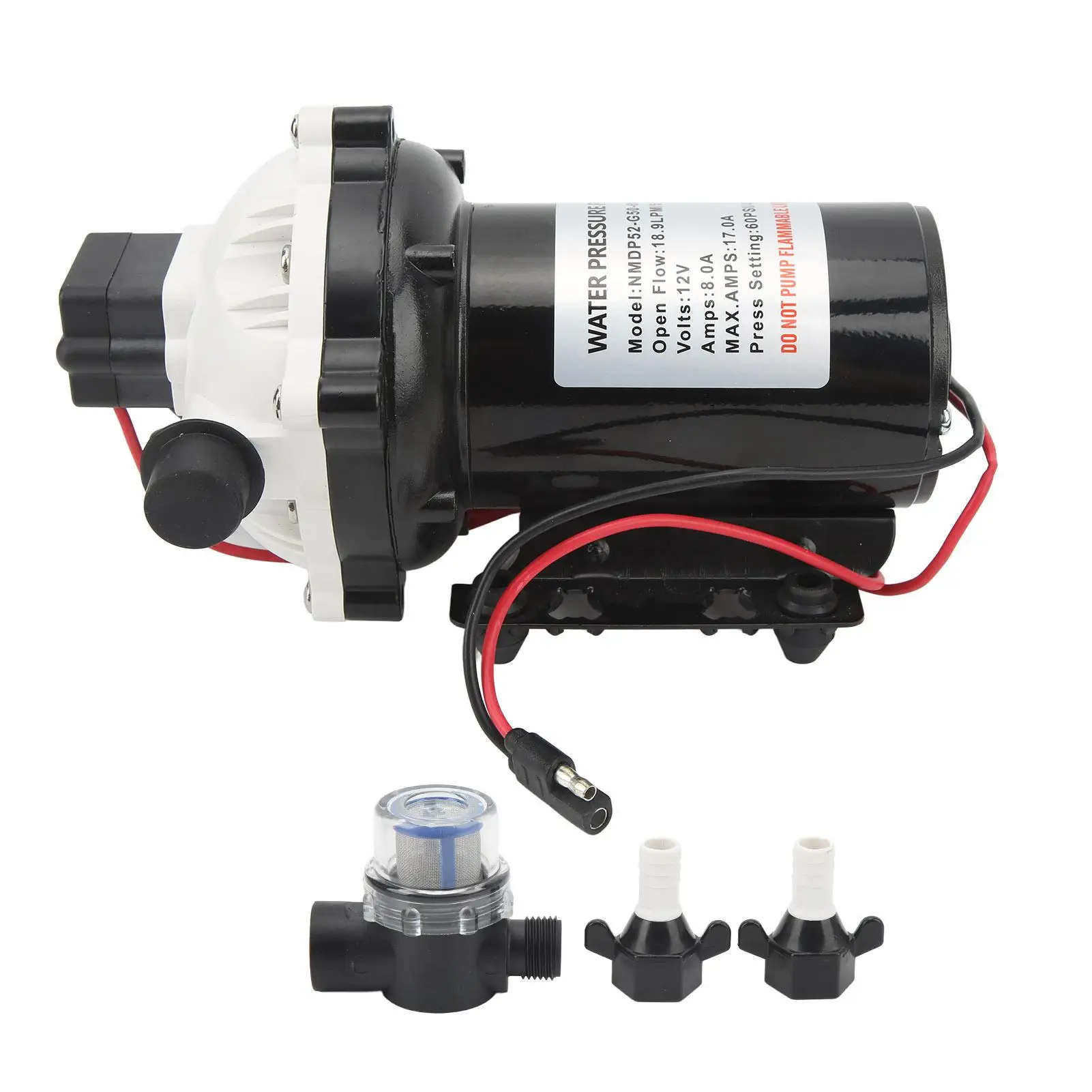 Self Priming Diaphragm Pump 5.0GPM High Flow Diaphragm Pump Auto Cut Off Professional with 15A for RV for