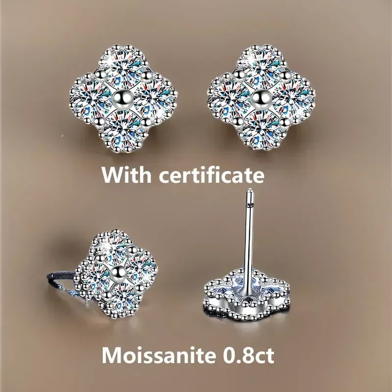 CLION Moissanite 0.8CT Women's Earrings 925 Sterling Silver with Certificate