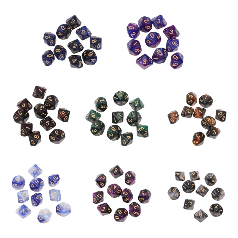 10pcs Polyhedral 10 Sided D10 Dices RPG Board Game Props Tabletop