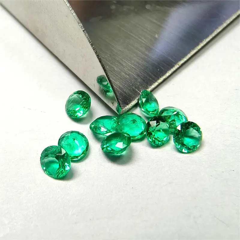 مختبر نمت الزمرد كولومبيا موزو اللون الأخضر قطع مستديرة الحرارية المائية أحجار كريمة صغيرة الحجم للمجوهرات شهادة قابلة للاختيار #2
